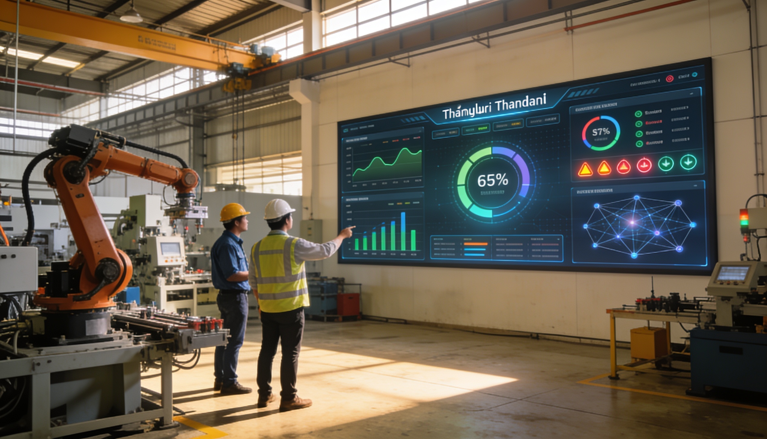 ตัวอย่าง dashboard IoT สำหรับโรงงานที่รับข้อมูลจากอุปกรณ์ผ่านโปรโตคอล MQTT